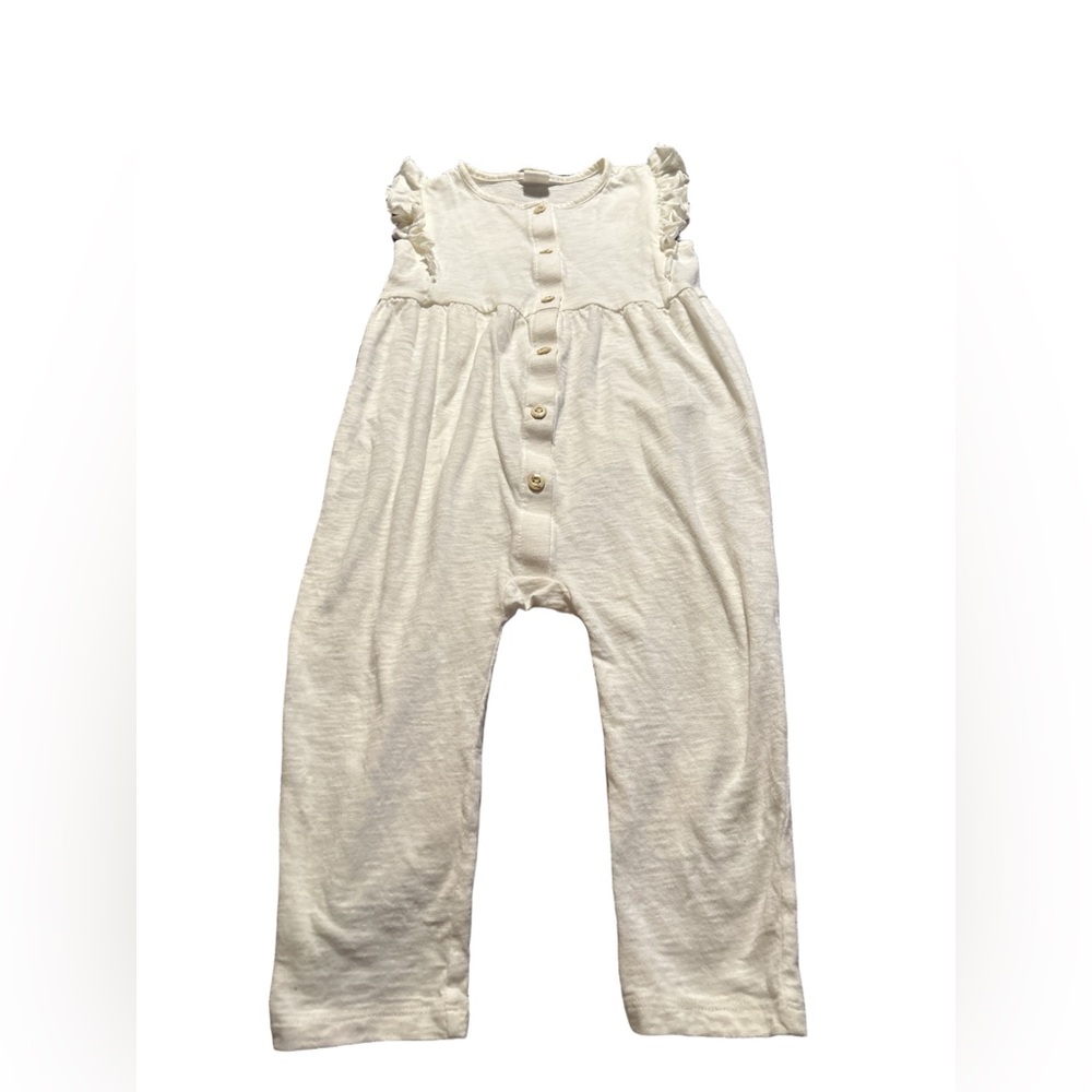 H&M Kids Ivory Button-Front Sleeveless Romper
